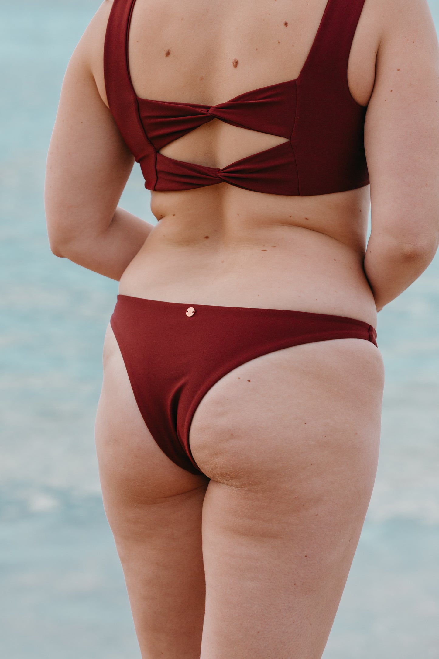 bikini bottom cheeky brazilian mid coverage ruby red burgundy surf