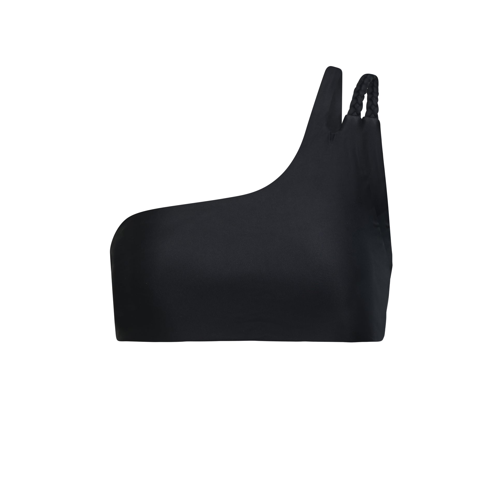 one shoulder bikini top surf braid asymmetrical black