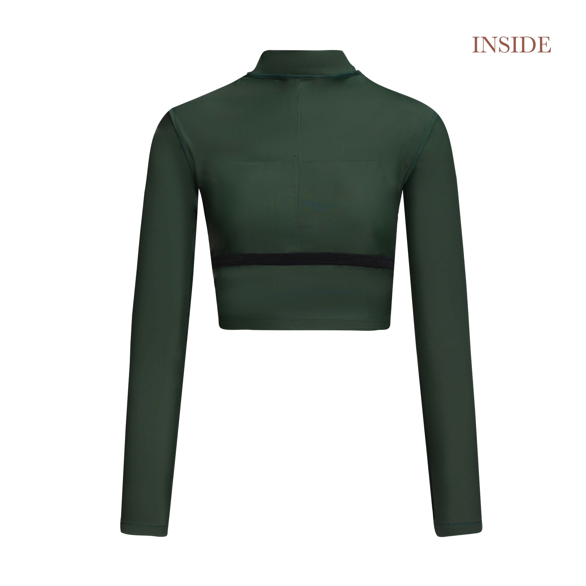 surf cropped top rashguard long sleeves swimsuit army green khaki
