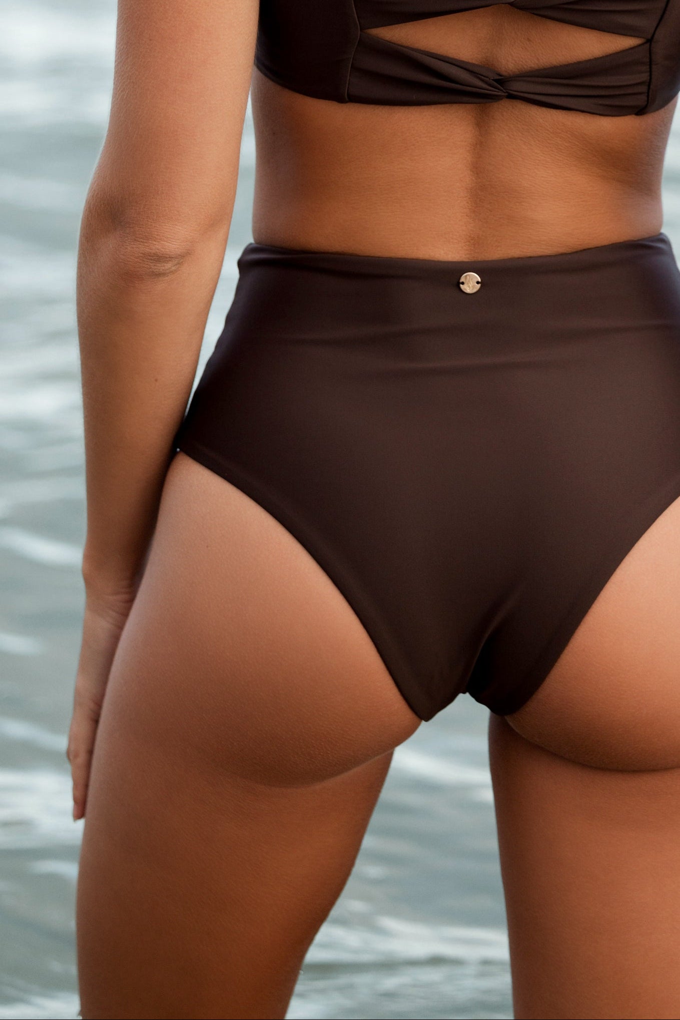 Brown bikini high waist bottoms chocolate
