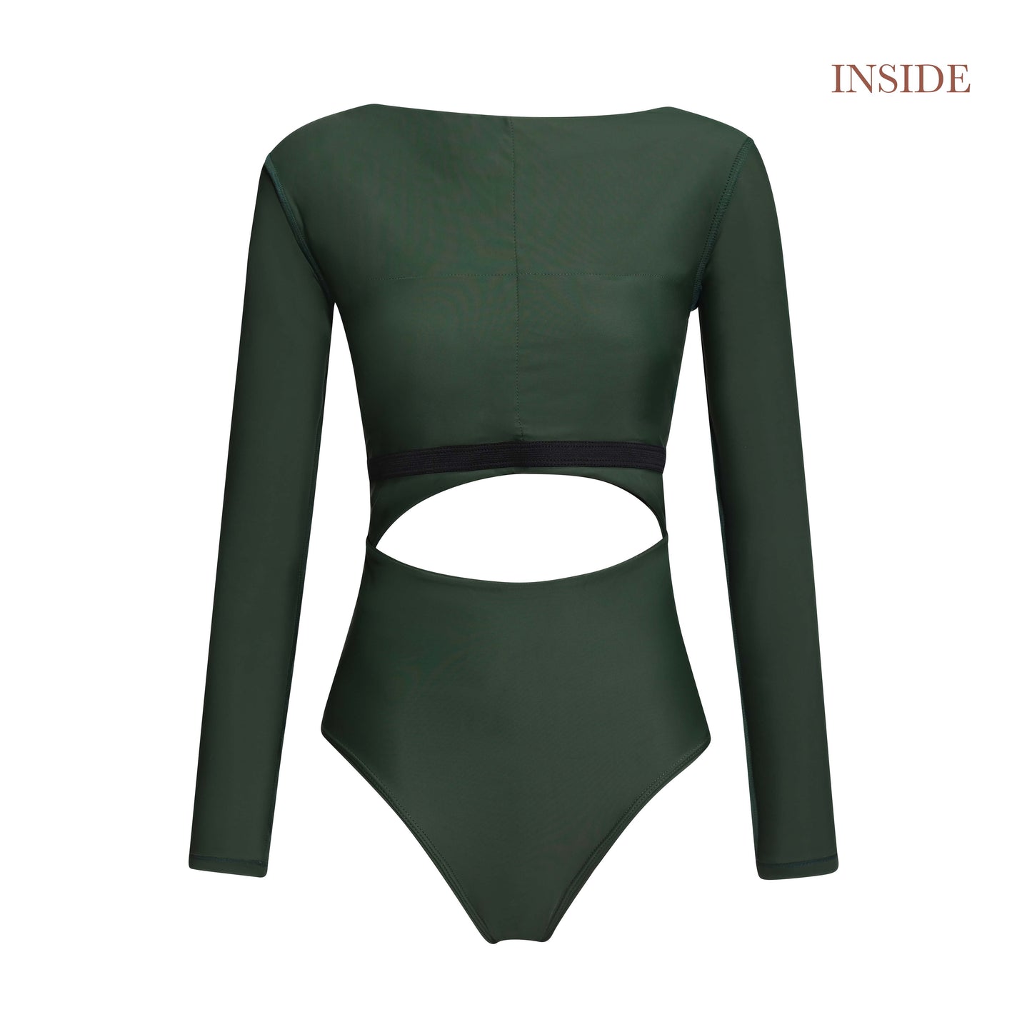 surfsuit one piece swimsuit cutout twist long sleeves army green khaki