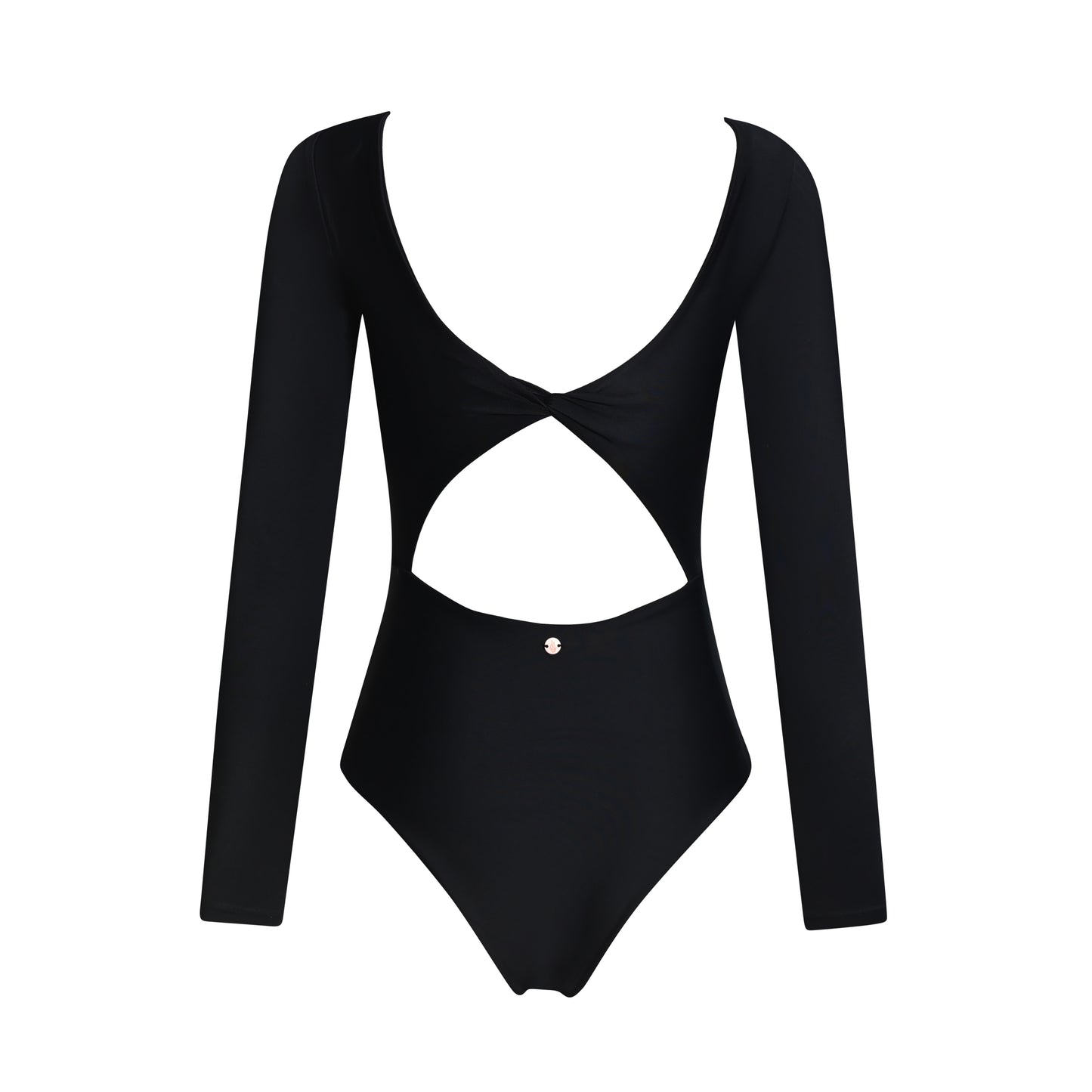 surfsuit one piece swimsuit cutout twist long sleeves black