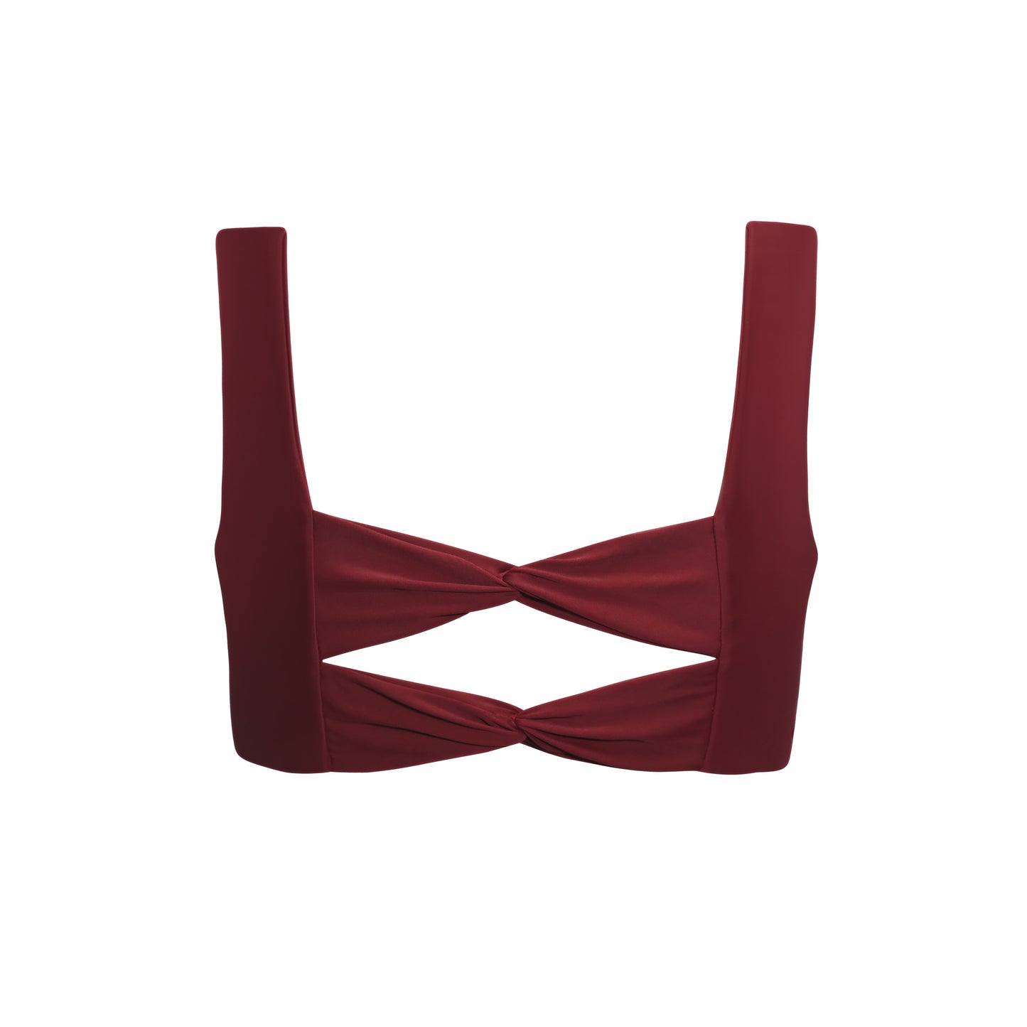 bikini top surf bralette square neck back bows ruby burgundy red