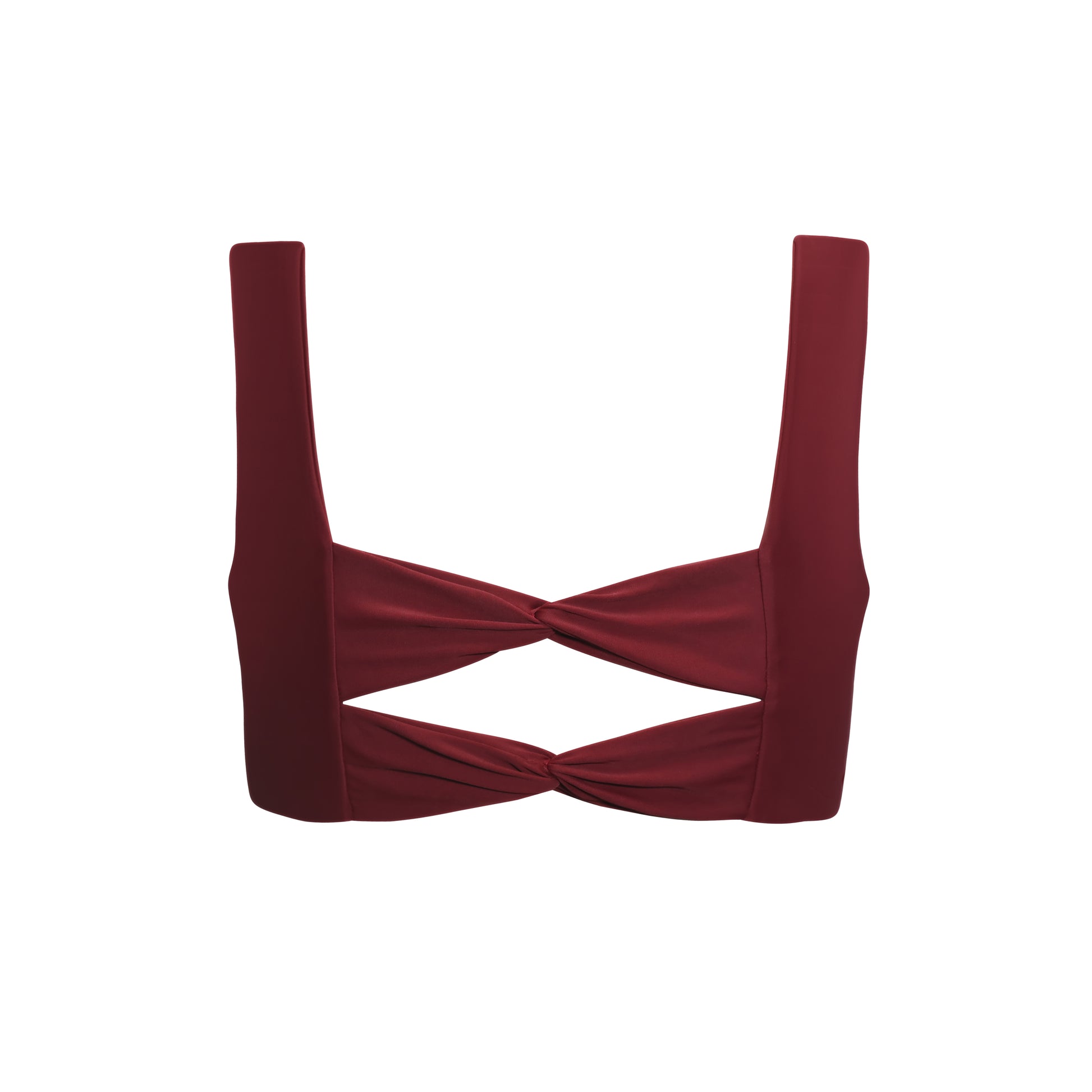bikini top surf bralette square neck back bows ruby burgundy red