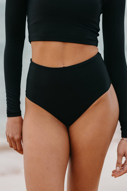 high waist bikini bottom brief seamless surf black noir