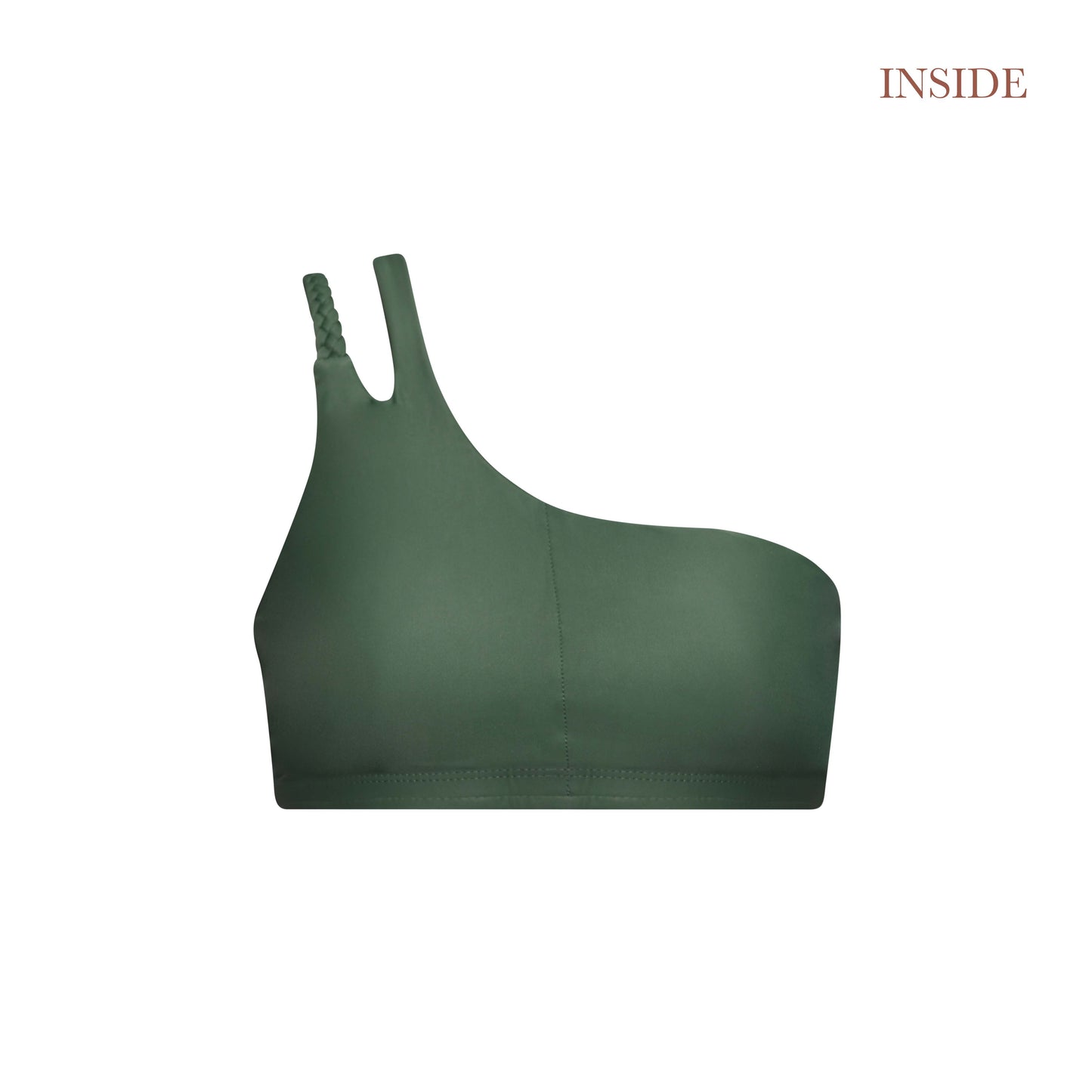 one shoulder bikini top surf braid asymmetrical army green khaki