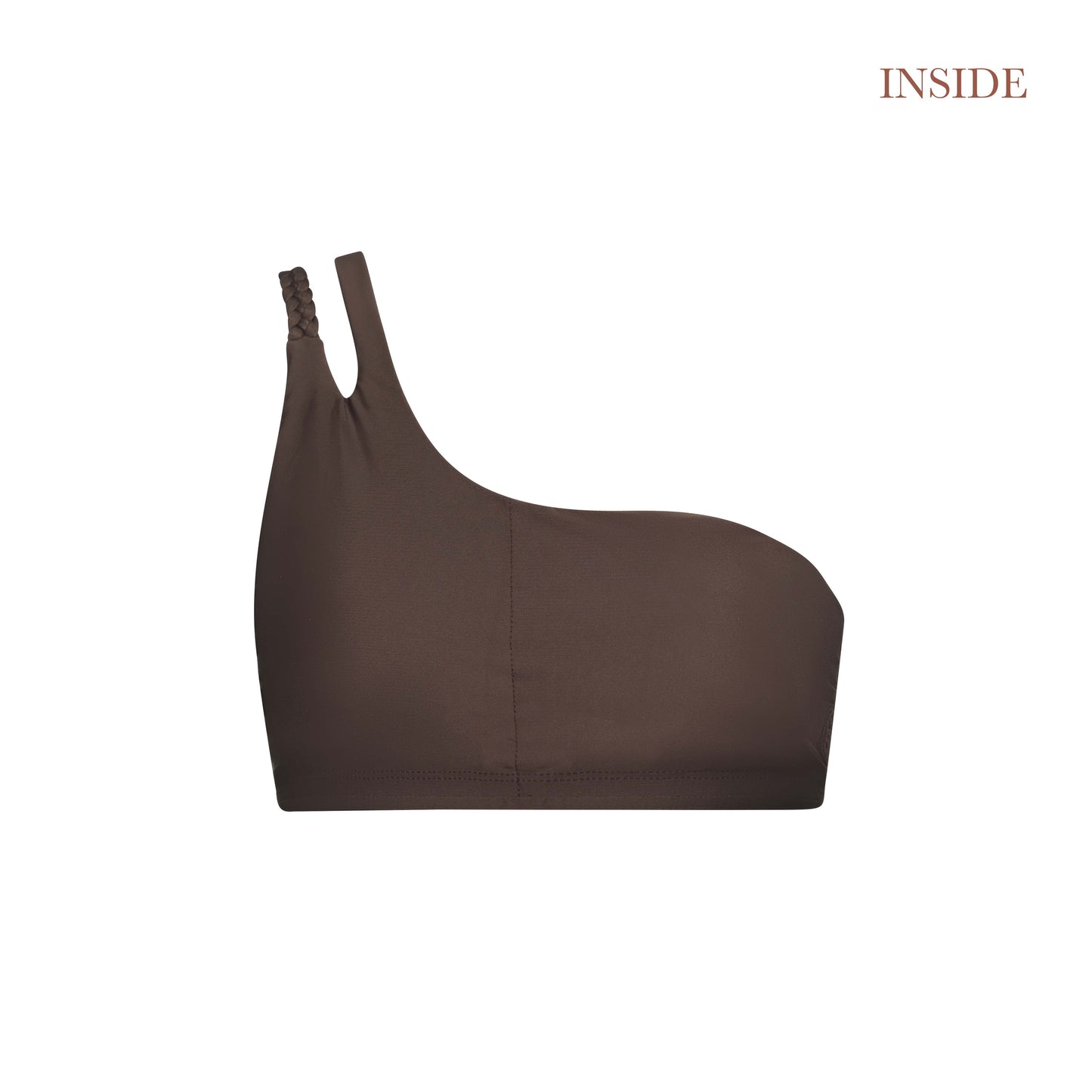 one shoulder bikini top surf braid asymmetrical chocolate brown