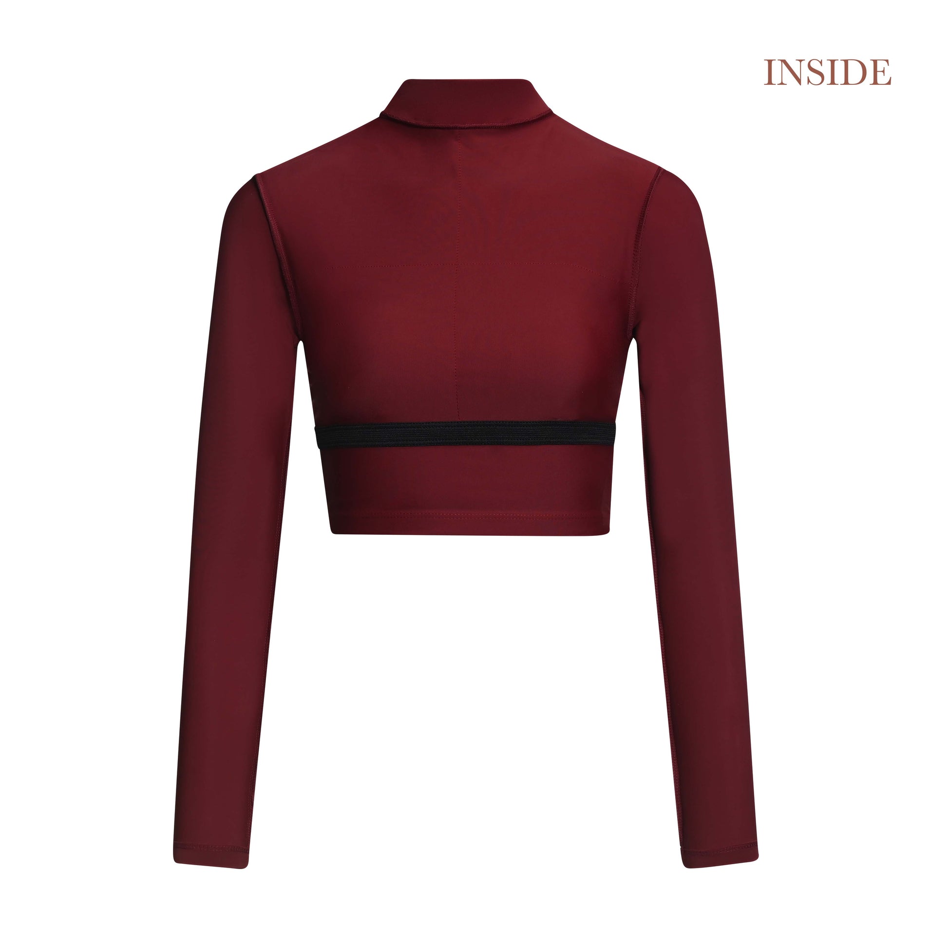 surf cropped top rashguard long sleeves swimsuit burgundy red ruby