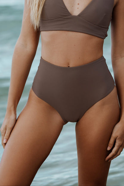 mocha bikini brief high waist bottom taupe