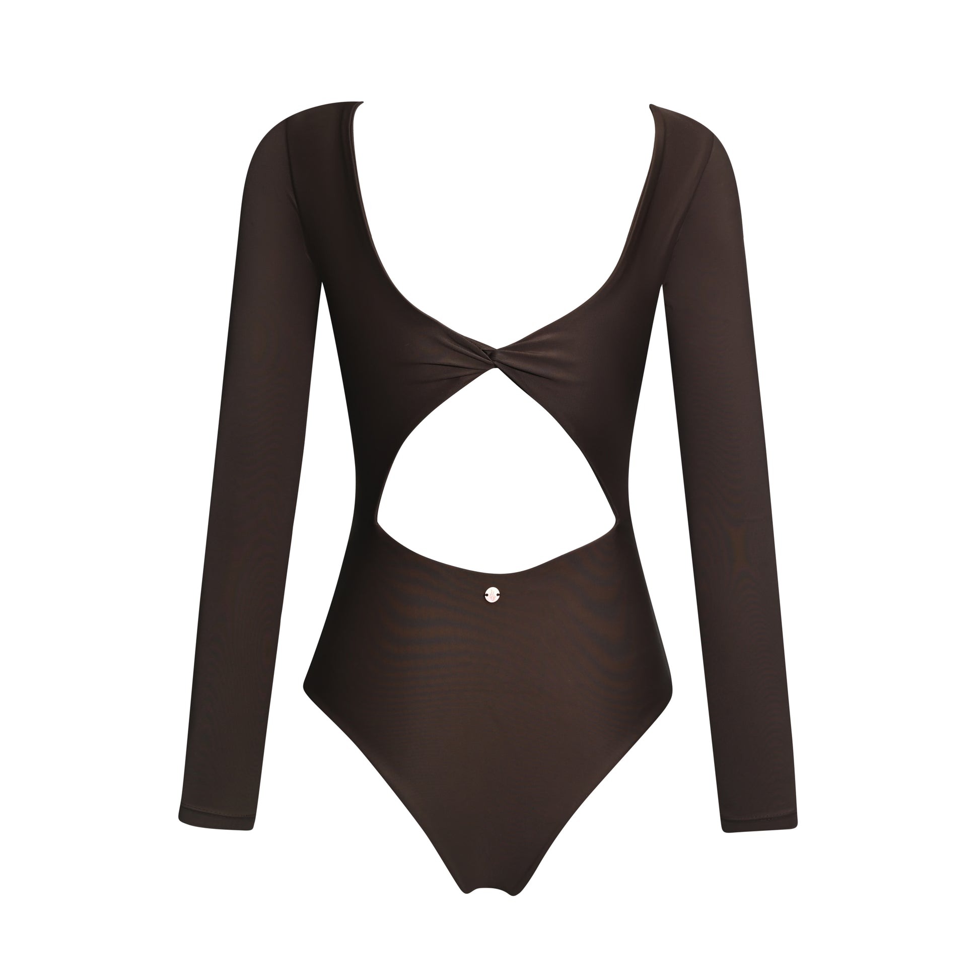 surfsuit one piece swimsuit cutout twist long sleeves brown chocolate