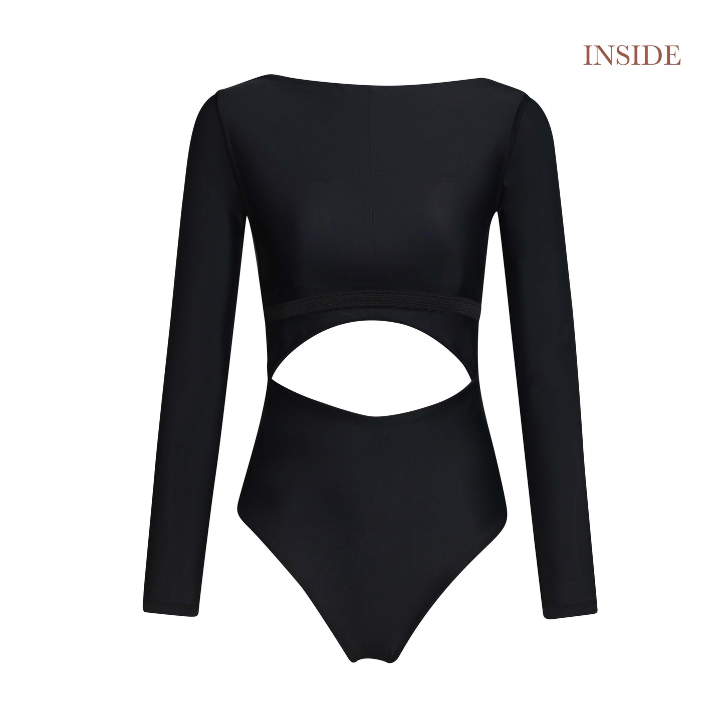 surfsuit one piece swimsuit cutout twist long sleeves black