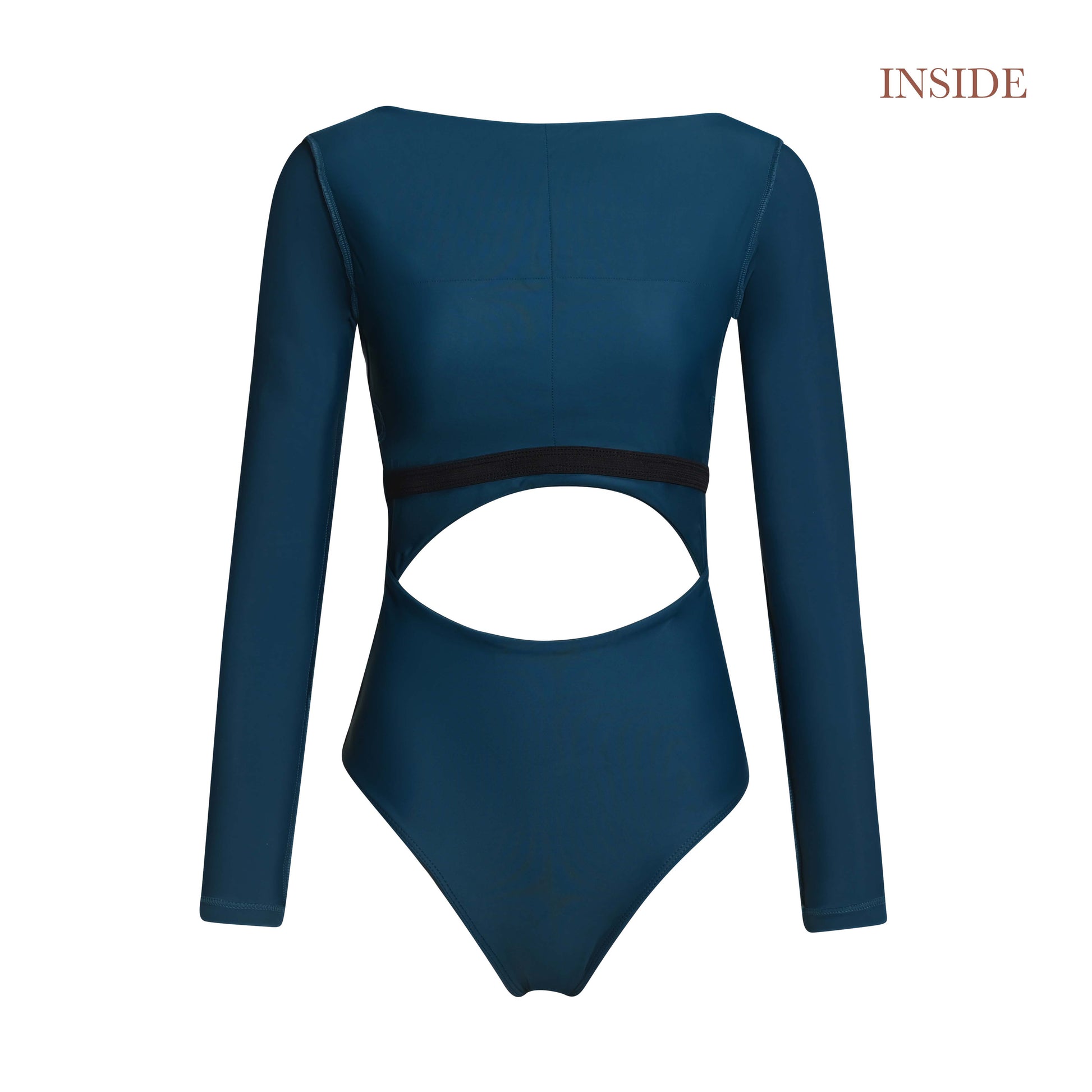 surfsuit one piece swimsuit cutout twist long sleeves teal blue