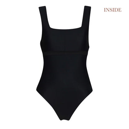 swimsuit one piece cut outs bows surf black noir